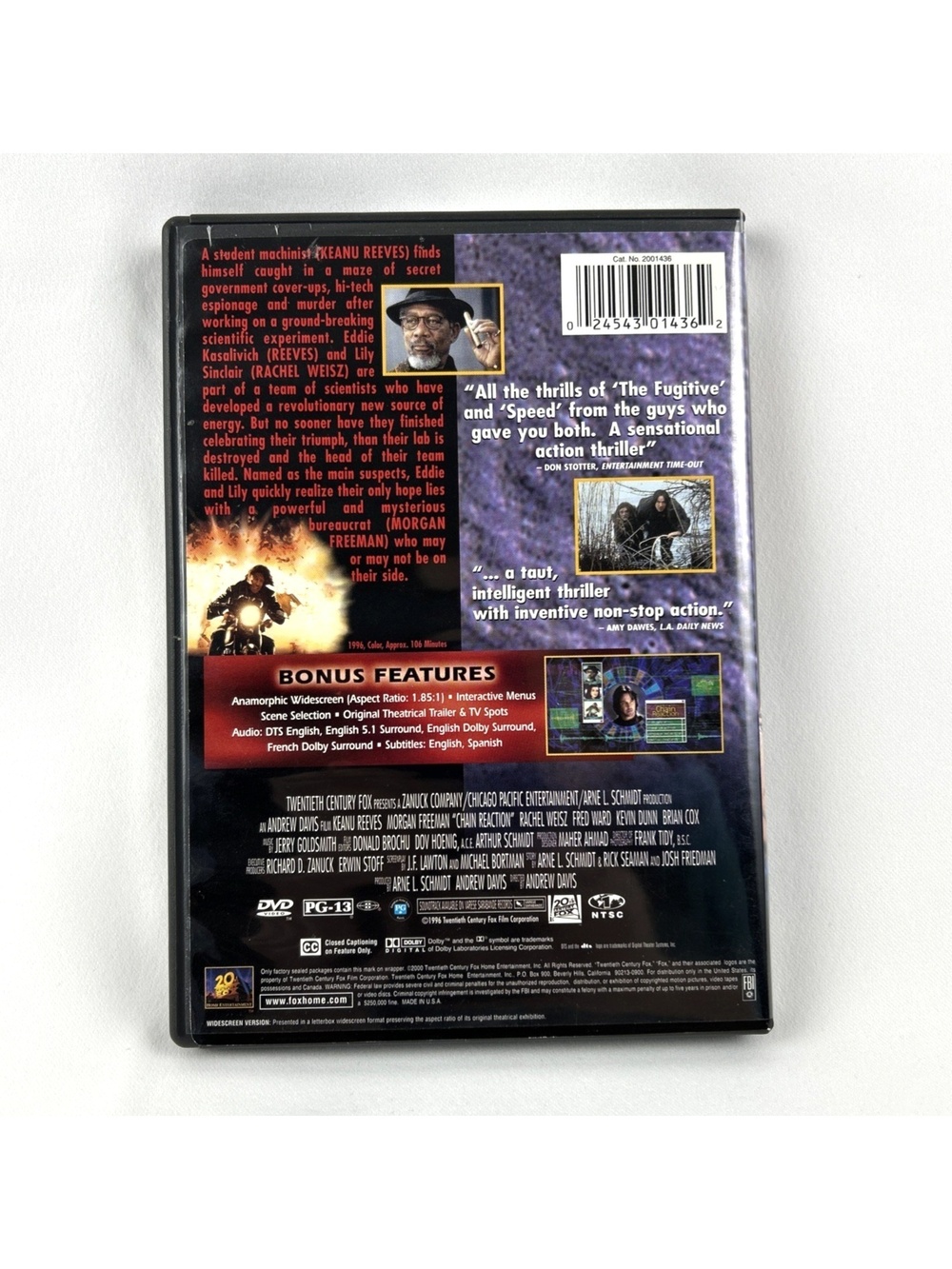Chain Reaction DVD Keanu Reeves Morgan Freeman Tested - Picture 2 of 6